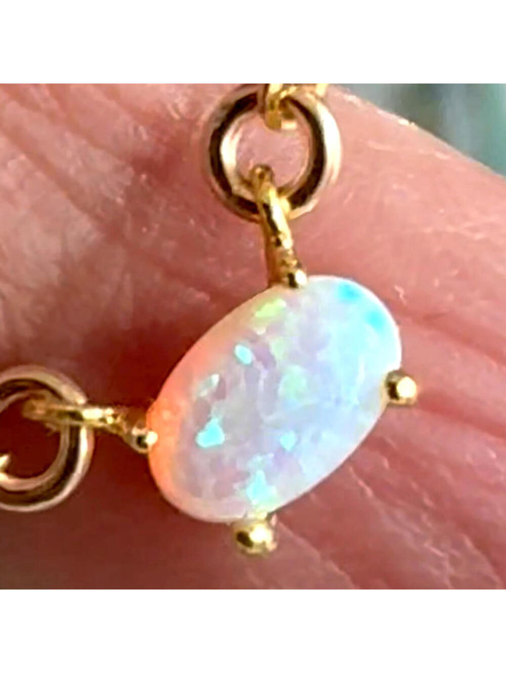 $599 NEW COUTURE OVAL OPAL 18K YELLOW GOLD CHAIN NECKLACE CHARM PENDANT 18" 16"